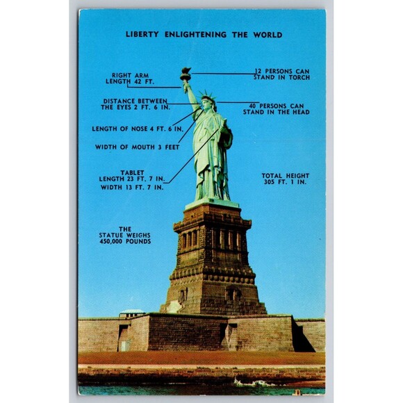 Postcard New York Bedloe's Island Statue of Liberty c1950s Posted NY Vintage - Picture 1 of 2
